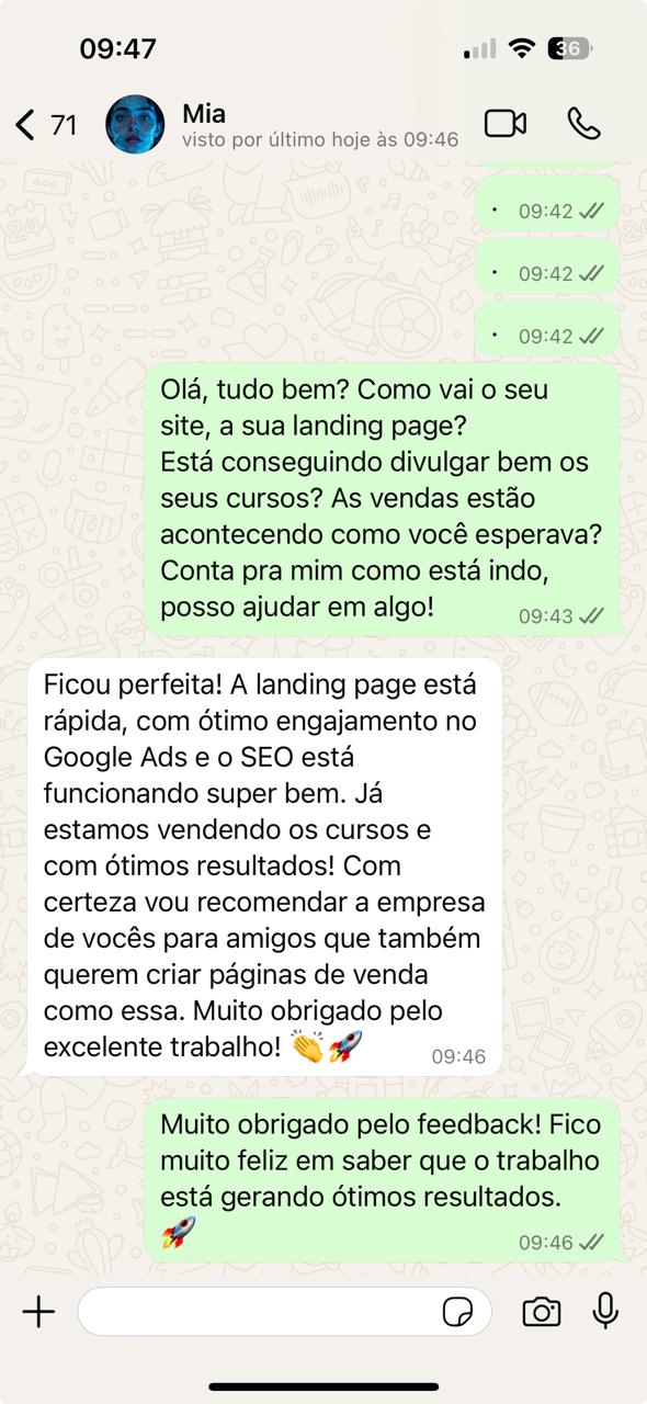 Sétimo depoimento de cliente