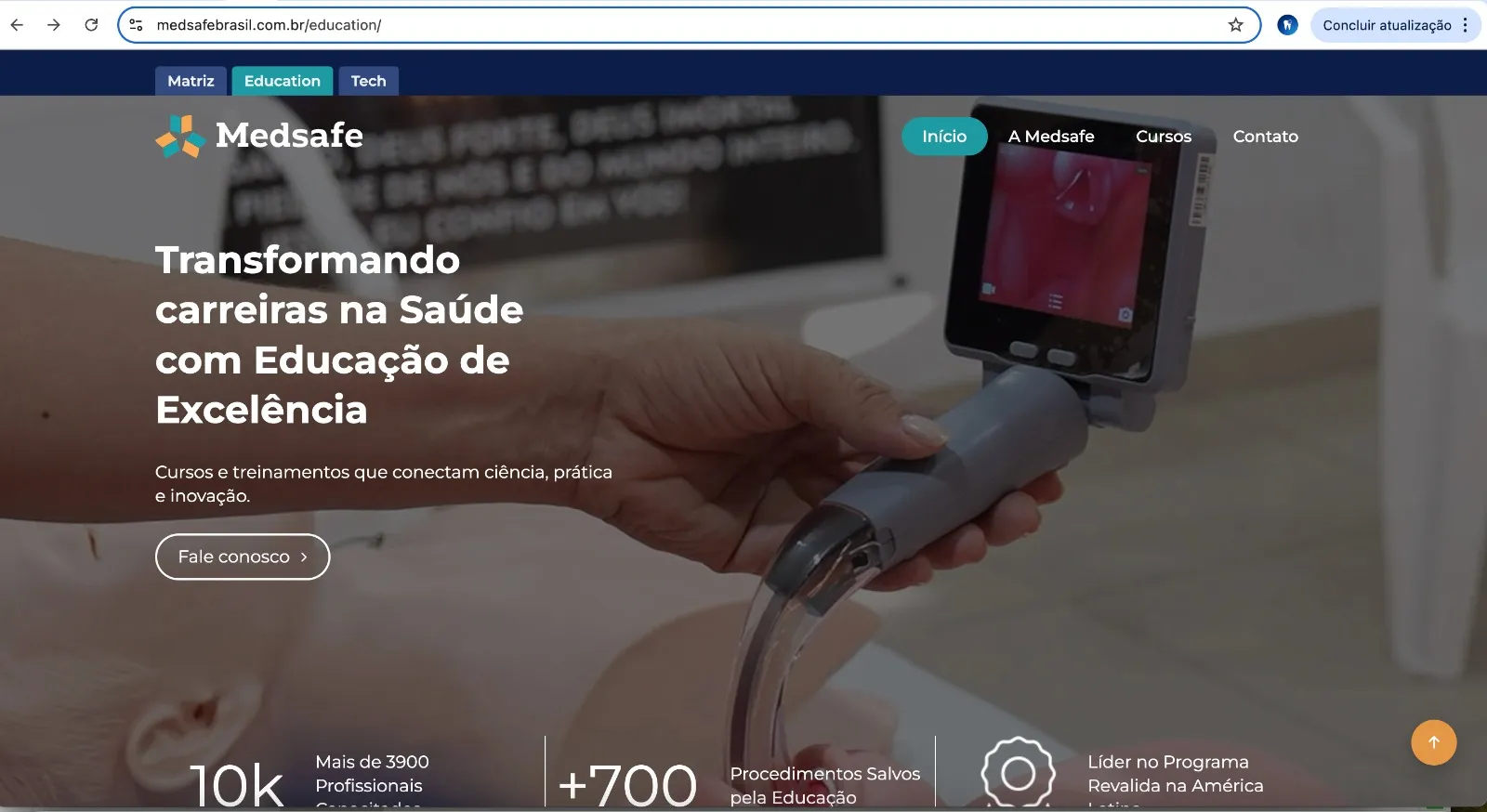 Tela do site da Medsafe - Education