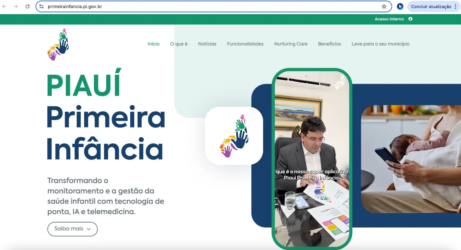 Tela do site da Piauí Primeira Infância